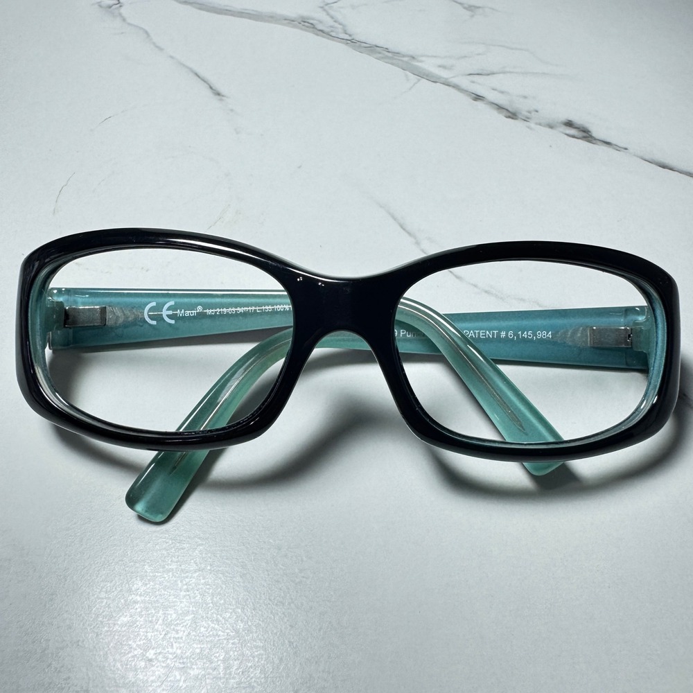 Maui Jim MJ219 Punchbowl Black Teal Rectangular Eyeglass Sunglasses Frames Italy